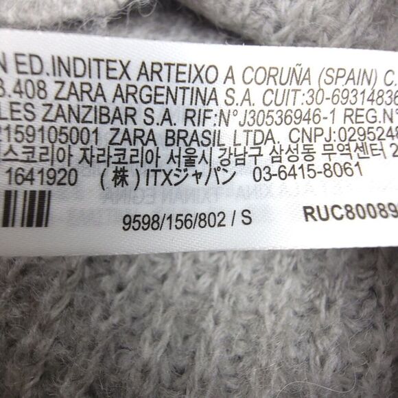 ZARA Alpaca Wool Chunky Rib Knit Oversized Crewneck Pullover Sweater Gray Small - Picture 8 of 8